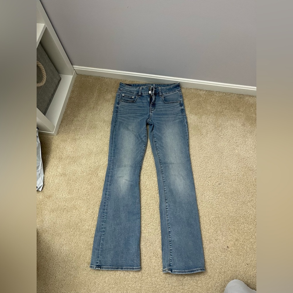 american eagle low rise flared jeans